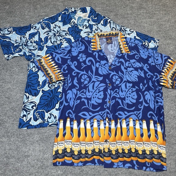 Corona Other - Lot of 2 Corona Beer Hawaiian Shirt Men 2XL Button Up Tropical‎ Beach Vacation
